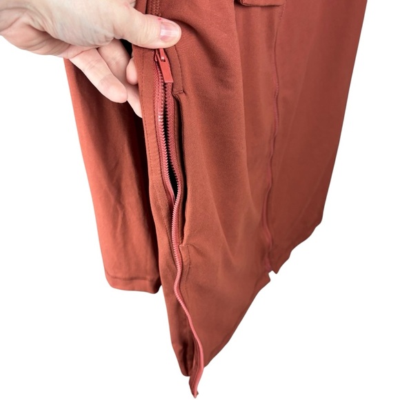 Boutique Athleisure Rust red Long Sleeve Hooded butter soft Dress in L - Picture 7 of 14